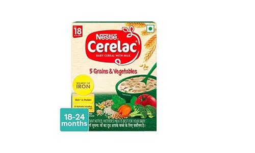 Nestle Cerelac with Milk, 5 Grains & Vegetables Baby Cereal (From 18 to 24 Months)
