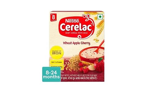 Nestle Cerelac With Milk, Wheat Apple Cherry Baby Cereal (From 8 to 24 Months)