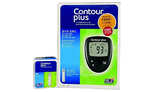 Contour Plus Blood Glucose Monitoring System With 10 Free Strips, 1 Kit
