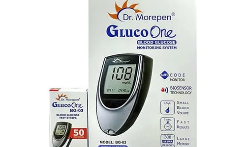 Dr. Morepen BG-03 Gluco One Glucometer Combo, 50 Strips
