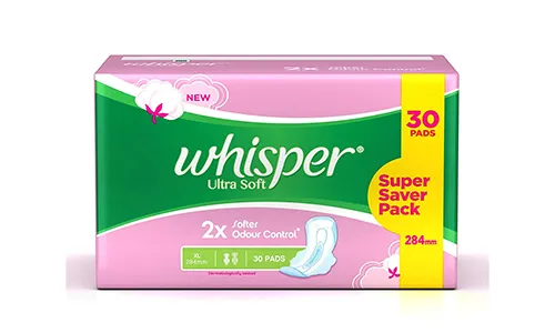 Whisper Ultra Soft Sanitary Pads (XL+ Wings)